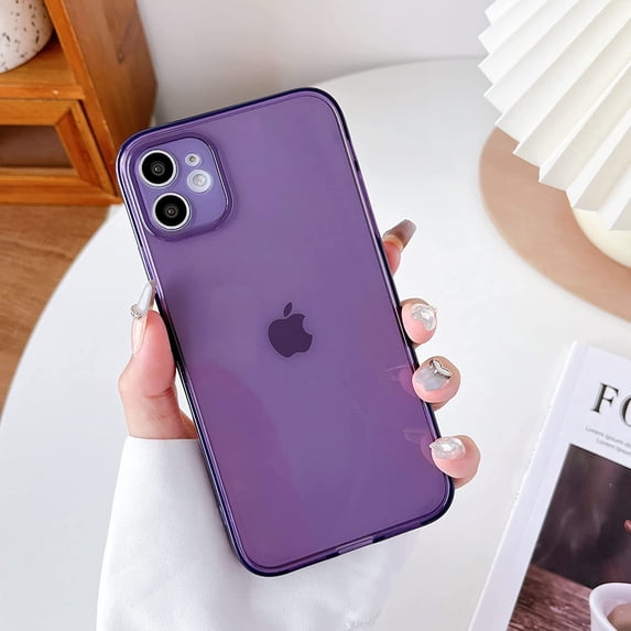 Case for iPhone12 Mini,Clear Soft Silicone Bumper Protective Retro Color Transparent Shockproof Phone Case - Purple