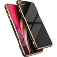 thumbnail image 1 of Case for iPhone7 iPhone8 iPhoneSE 2020, Soft Silicone Slim Case Electroplated Straight Edge Phone Case Shockproof Protective Case -Black, 1 of 15