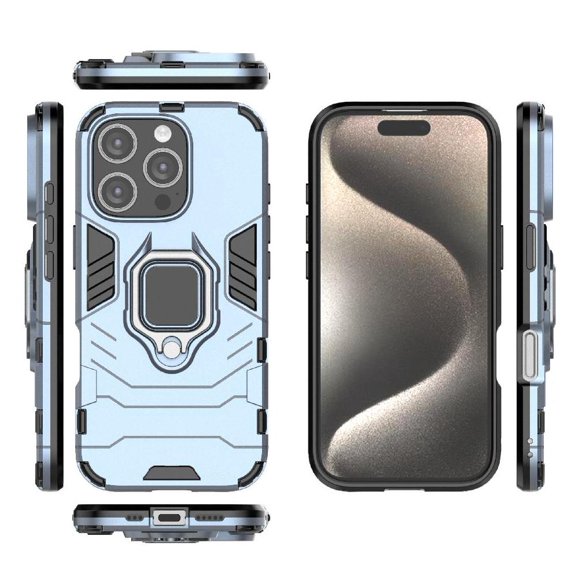 Case for iphone 16 Pro Kickstand Shockproof Cover 360°rotating Ring Military Drop Protection