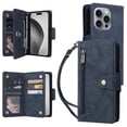 thumbnail image 1 of Case for iphone 16 Pro Max Card Holder Zipper Wallet Cover Magnetic Leather with Hand Strap, 1 of 5