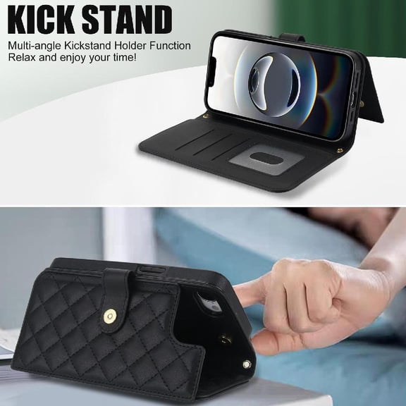 Case for iphone 16e Anti Theft Brush Leather Wallet Case Premium Protection Stand Function Crossbody Style with 5 Card Slots