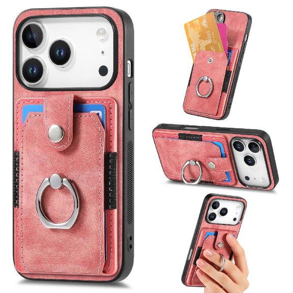 Case for iphone 17 Pro Stand Ring Holder Crad Slot Magnetic Car Mount