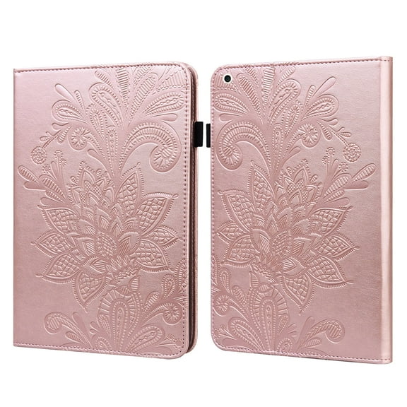 Case for iPad 10.2/10.5 Inch Tablet, iPad 8th/7th Generation Case 2018 2017, iPad Air Case 3rd Generation 2019, iPad Pro 10.5 Case 2017 - Slim Lightweight Leather Wallet Stand Shell (Rosegold Flower)
