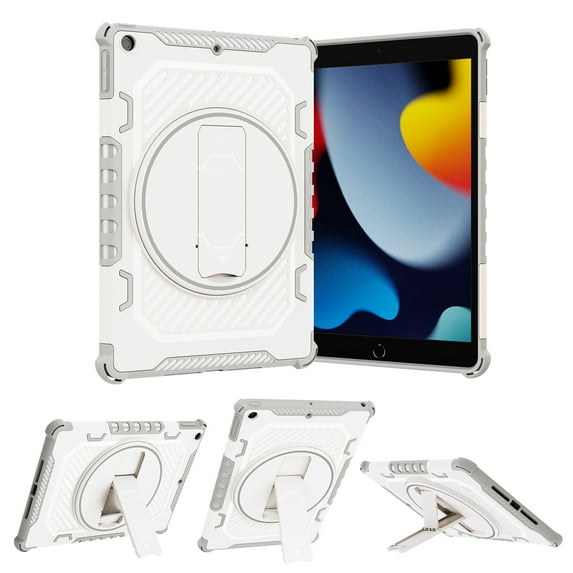 Case for iPad 10.2" 2021/2020/2019 7th/8th/9th, with 360 Rotating Kickstand Function Durable Protection Anti-fingerprint Tablet Case Cover for iPad 10.2 inch - Gray