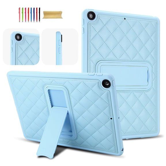 Case for iPad 10.2" 9th 8th 7th Generation 2021/2020/2019, Luxury Quilted PU Leather Slim Cover with Multi-Angle Kickstand, Shockproof Protective Shell,Blue