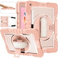 thumbnail image 1 of Case for iPad 10.2 (9th/8th/7th Generation, 2021/2020/2019 Release), Kids Friendly Heavy Duty Rugged Shockproof Adjustable Kickstand Full Protective Tablet Cover with Hand/Shoulder Strap, Rose Gold, 1 of 8
