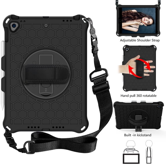 Case for iPad 10.2 (9th/8th/7th Generation, 2021/2020/2019 Release), Slim Kids-Friendly Lightweight EVA Rubber Convertible Handle Stand Shockproof Protective Cover