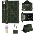 thumbnail image 1 of Case for iPad 10th Gen 10.9" 2022 Crossbody Tablet Case with Card Slots & Stand & Shoulder Strap & Wristband & Pencil Holder, Vintage Labyrinth Pattern PU Leather Wallet Envelope Cover, Green, 1 of 9