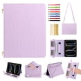thumbnail image 1 of Case for iPad 10th Gen 10.9" 2022, Folio Stand PU Leather Rugged Cover with Shoulder Strap and Handstrap with elastic, Multi-Card Slots Cash Pockets Pen Slot Envelope Pocket Wallet Case, Purple, 1 of 10
