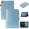thumbnail image 1 of Case for iPad 10th Gen 10.9" 2022 - Glitter Shiny Card Slot Cover with Pencil Holder, Multi-Angle Viewing Stand, Pocket Design, Folio Leather Case with Auto Sleep/Wake for Girls, Blue, 1 of 6