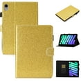 thumbnail image 1 of Case for iPad 10th Gen 10.9" 2022 - Glitter Shiny Card Slot Cover with Pencil Holder, Multi-Angle Viewing Stand, Pocket Design, Folio Leather Case with Auto Sleep/Wake for Girls, Gold, 1 of 6