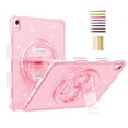 thumbnail image 1 of Case for iPad 10th Gen 2022 / iPad (A16) 11th Gen 2025, Sparkle Glitter Drop Protection with Pencil Holder & 360° Rotatable Kickstand & Hand Strap & Tempered Glass Screen Protector, Glitter Pink, 1 of 8