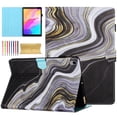 thumbnail image 1 of Case for iPad (A16) 11th Gen 2025 / iPad 10th Gen 2022, Marble Pattern PU Leather Cover Case with Pencil Holder & Card Slots, Multi-Angle Viewing Stand with Auto Sleep / Wake - Black/Gold, 1 of 9