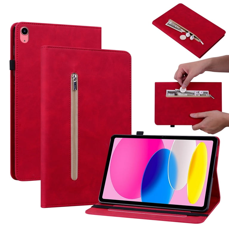 TiMOVO iPad 10th Generation Case with Pencil Holder iPad 10.9 Inch Case  2022, iPad Case 10th Generation Hybrid Slim Tri-fold Stand Protective Cover  with Clear Back for iPad 10, Watermelon Red 