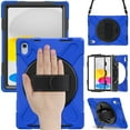 thumbnail image 1 of Case for iPad 10th Generation 10.9 Inch 2022, TECH CIRCLE Rugged Heavy Duty Shockproof Case with Shoulder Strap Rotating Kickstand Protective Case with Pen Holder for Apple iPad 10.9 Inch 2022, Blue, 1 of 13