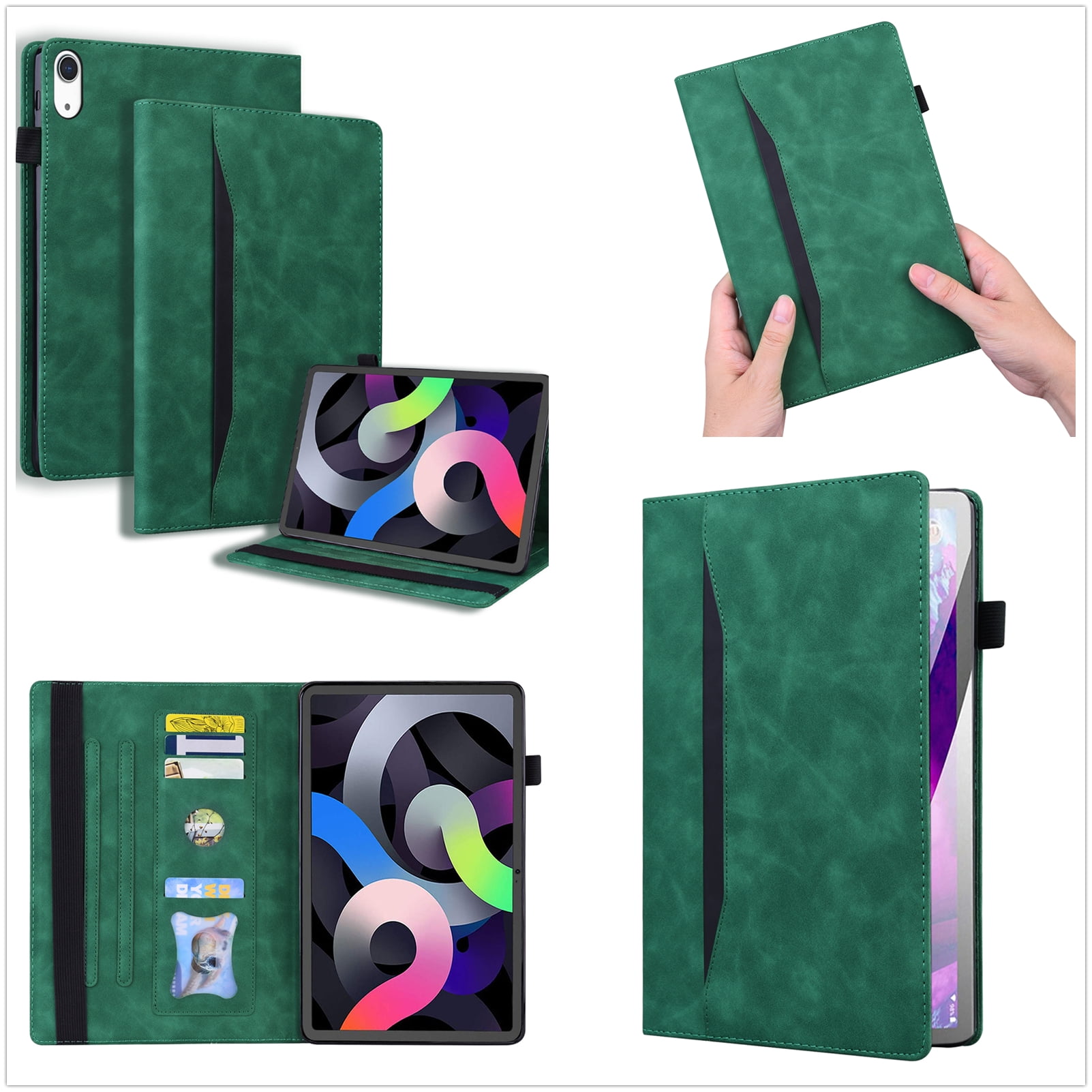 Case for iPad 10th Generation 10.9 Inch 2022, TECH CIRCLE Slim Premium PU Leather Folding Multi-Angle Stand Cover with Front Pocket & Pencil Holder Cover for Apple iPad 10.9 Inch 2022, Green