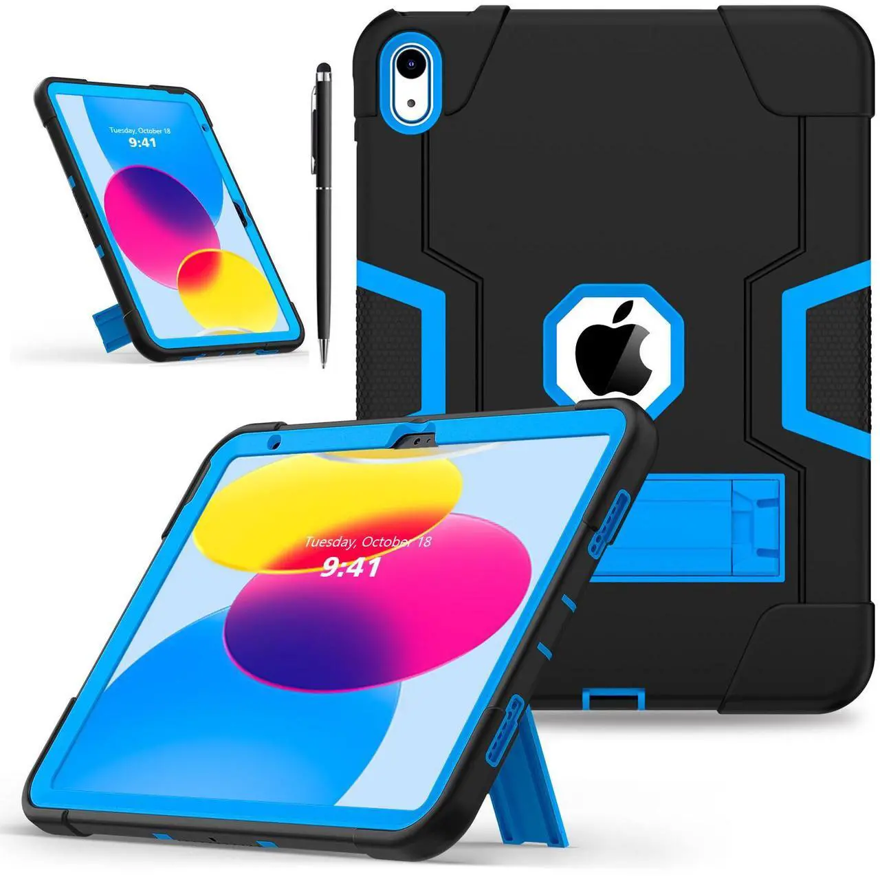 Case for iPad 11 inch (A16) 2025 / 10th Generation 10.9 inch 2022, iPad 11th / 10th Case with Pencil Holder Heavy Duty Rugged Protective Cover with Kickstand Stylus Pen