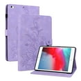 thumbnail image 1 of Case iPad 5th/6th/Pro 9.7 2016/2017/2018, Flower Pattern PU Leather Multi-Angle Viewing Stand Shockproof Flip Case with Card Slot, Magnetic Clasp, Pencil Slot, Auto Sleep/Wake, Purple, 1 of 11