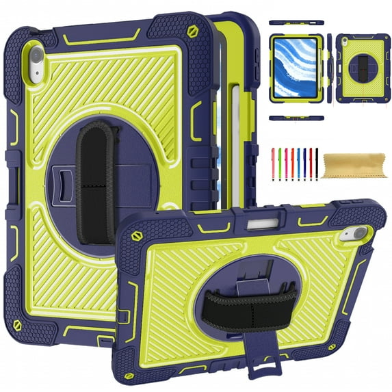 Case for iPad 8th/7th Gen 10.2" ,Heavy Duty Rugged Shockproof Anti-fall Protective Case Cover with Rotating Kickstand, Carrying Shoulder Strap, Handle Hand Strap,A