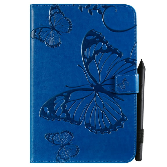 Case for iPad 9.7 2018/2017, iPad Air 2 Case, iPad Air Case, Slim Fit Folio Flip PU Leather Butterfly Embossed Smart Stand Cover Auto Wake/Sleep Shockproof Protection TPU Back Cover, Blue