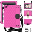 thumbnail image 1 of Case for iPad 9.7 6th 5th Generation, iPad Air 1 / Air 2, Rugged Shockproof Heavy Duty Protective Silicone Back Cover with Kickstand Pencil Holder Shoulder Strap for Kids,Rose, 1 of 6