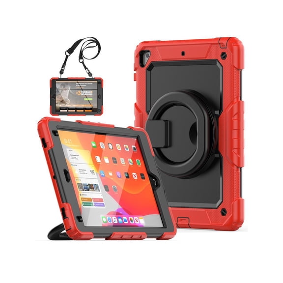 Case for iPad 9.7 inch 2018 2017 with Screen Protector Pencil Holder [360 Rotating Hand Strap]Stand Shoulder Strap for iPad 5th / 6th Generation / Air 2 / Pro 9.7