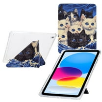 Case for iPad 9th/8th/7th 10.2 Generation Case, for iPad Air 3/ Pro 10.5 2017 Case Drawing Pattern Y-Fold Standing Case Clear Back with Landscape Portrait Mode Pencil Holder & Auto Sleep