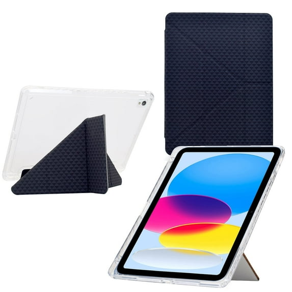 Case for iPad 9th/8th/7th Generation Case, for iPad Air 3/ Pro 10.5 2017 Pyramid Pure Color Y-Fold Standing Case Clear Back with Landscape Portrait Mode With Pencil Holder , Black