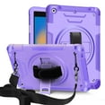 thumbnail image 1 of Case for iPad 9th/8th/7th Generation, Upgraded Military Grade Shockproof Protector iPad 9th/8th/7th Generation Cover With Pencil Holder+ Handle+ Shoulder Strap+ Contractible Kickstand,Purple, 1 of 9