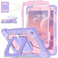 thumbnail image 1 of Case for iPad 9th Generation 10.2 Inch Tablet Case Military Grade Shockproof Cover for iPad 9th/8th/7th Gen Cases with Rotating Stand Screen Protector Pencil Holder,Purple Rose, 1 of 14