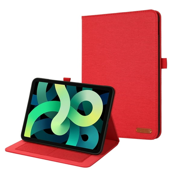 Case for iPad (A16) 11th Gen 2025, Cloth Texture Business Tablet Cover with Multi-Angle Flip Stand & Card Holder, Auto Wake/Sleep Full Body Protective Case for iPad 10th Gen 10.9" 2022, Red