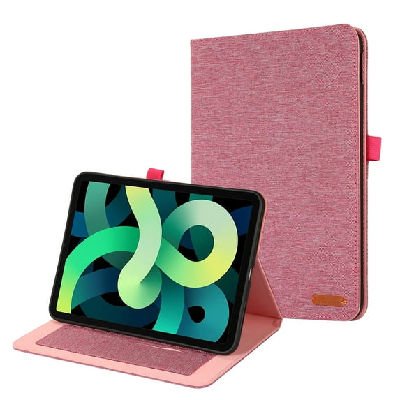 Case for iPad (A16) 11th Gen 2025, Cloth Texture Business Tablet Cover with Multi-Angle Flip Stand & Card Holder, Auto Wake/Sleep Full Body Protective Case for iPad 10th Gen 10.9" 2022, Pink