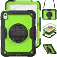 thumbnail image 1 of Case for iPad (A16) 11th Gen 2025/ iPad 10th Gen 10.9 Inch 2022 with Screen Protector, 360 Degree Rotating Kickstand Hand Strap Shockproof Cover with Shoulder Strap, Lime PC, 1 of 7