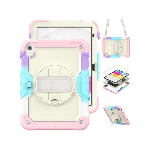 Case For iPad (A16) 11th Generation 11 Inch 2025, iPad 10th Generation 10.9 inch 2022 Shockproof Protective Cover with Screen Protector Pencil Holder Stand and /Shoulder Strap