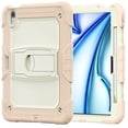 thumbnail image 1 of Case for iPad Air 11 Inch 2024, Military Grade Protective Silicone PC Cover with Screen Protector & Adjustable Kickstand & Shoulder Strap & Pencil Holder & 3-layer Protection, Rosegold+Beige, 1 of 8