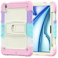 thumbnail image 1 of Case for iPad Air 11 Inch 2024, Military Grade Protective Silicone PC Cover with Screen Protector & Adjustable Kickstand & Shoulder Strap & Pencil Holder & 3-layer Protection, Colorful Pink, 1 of 8