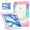 thumbnail image 1 of Case for iPad Air 11 inch M3 2025/M2 2024 (7th/6th Gen), 360 Rotating Stand Handle Shoulder Strap Heavy Duty Shockproof Cover, Rainbow Pink, 1 of 7