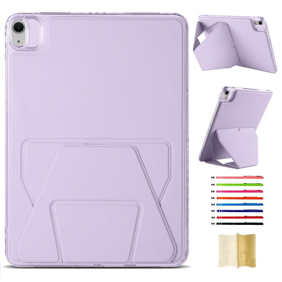 Case for iPad Air 13 2025 / iPad Air 13 2024 / iPad Pro 12.9" 2022, Luxury Girls Boys Men Women Kickstand Heavy Duty Protection Shockproof Protective PU Leather + Acrylic Case Cover, Purple