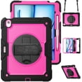thumbnail image 1 of Case for iPad Air 13 inch M3 2025/M2 2024 12.9 inch (3rd/4th Gen) with Screen Protector, 360 Degree Rotating Kickstand Hand Strap Shockproof Cover with Shoulder Strap, Rose PC, 1 of 7