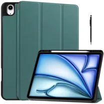 Case for iPad Air 13 Inch M3 2025 / M2 2024, Slim Smart Stand Cover Protective Cover with Pencil Holder, Stand, Universal Stylus Pen,Support Pencil Charging   Auto Wake/Sleep