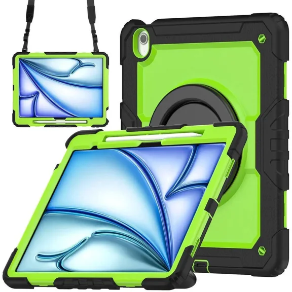 Case for iPad Air 13 inch M4 2026 / M3 2025 / M2 2024 with Built-in Screen Protector, 360° Rotating Stand, Pencil Holder, Adjustable Shoulder Strap, Pencil Holder