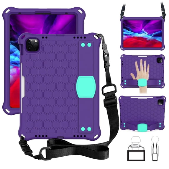 Case For iPad Air (4th, 5th)/iPad 10th Generation 10.9 inch (2022)/Pro 11" (1st, 2nd, 3rd, 4th)/iPad 11 A16 (2025) Lightweight Contrast Color Cover With Pen Holder and Shoulder Strap