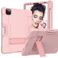 thumbnail image 1 of Case for iPad Air 4th Gen & iPad Pro 11 Inch 3rd Gen 2021/2020/2018, Kickstand Shockproof Kids Proof Case Heavy Duty High Impact Resistant Hybrid Three Layer Rugged Defender Protection Case, Rosegold, 1 of 5