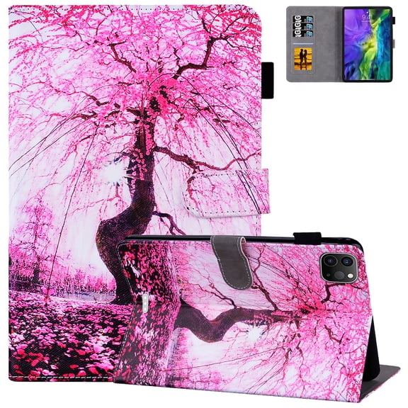 Case for iPad Air 4th Generation 2020/iPad Air 10.9 Case, PU Leather Folio Smart Stand Case with Auto Wake/Sleep Function Protective Wallet Cover for iPad 10.9 inch 2020,Pink Cherry