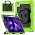 thumbnail image 1 of Case for iPad Air 5th Generation / iPad Air 4th Generation 10.9 inch, 360 Rotating Stand Handle Pencil Holder Shoulder Strap Heavy Duty Shockproof Cover, Lime, 1 of 7