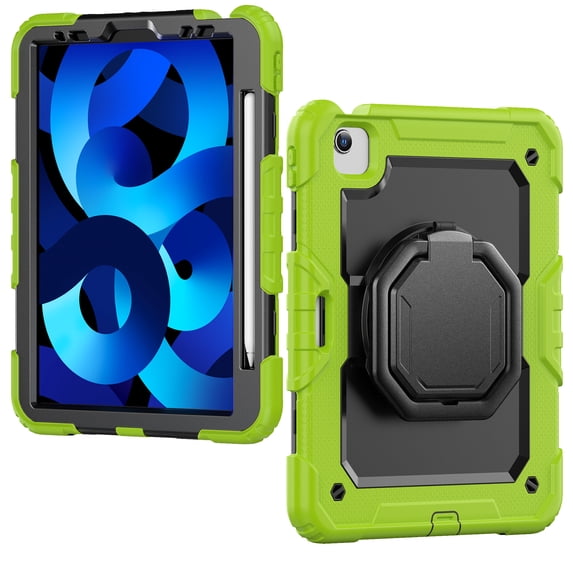 Case for iPad Air 5th Generation/iPad Air 4th Generation 10.9 inch, 360 Rotating Stand Handle Shoulder Strap Heavy Duty Shockproof Cover, Lime