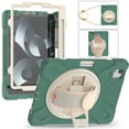 thumbnail image 1 of Case for iPad Air 6th Gen 11" 2024 M2, Kids Friendly Rugged Cover Built-in 360° Rotatable Stand-Hand/Shoulder Strap/Pencil Holder for iPad Pro 11 2022/2021/2020/2018/Air 4/Air 5, Emeraldgreen, 1 of 11