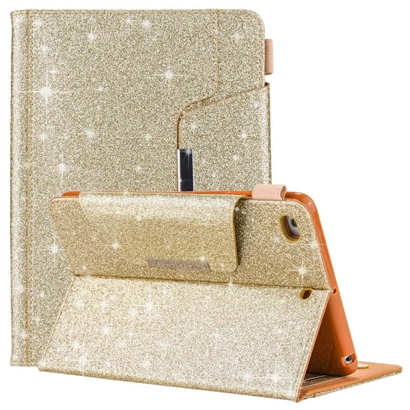 Case for iPad Mini 4/ iPad Mini 3/ iPad Mini 2/ iPad Mini, Allytech Glitter [Auto Wake/Sleep] Sparkly Bling PU Leather Folio Flip Stand Cover for Apple iPad Mini 1/2/3/4 7.9-inch Tablet, Gold