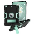 thumbnail image 1 of Case for iPad Mini 4th/5th Gen, Kickstand Shockproof Kids Proof Case Heavy Duty High Impact Resistant Hybrid Three Layer Rugged Defender Full Body Protection Case, Black+Mint, 1 of 7