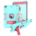 thumbnail image 1 of Case for iPad Mini 4th/5th Gen, Kickstand Shockproof Kids Proof Case Heavy Duty High Impact Resistant Hybrid Three Layer Rugged Defender Full Body Protection Case, Mint+Rose, 1 of 7